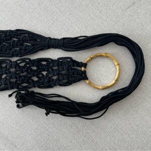 Bamboo Buckle Black Crochet Boho Belt